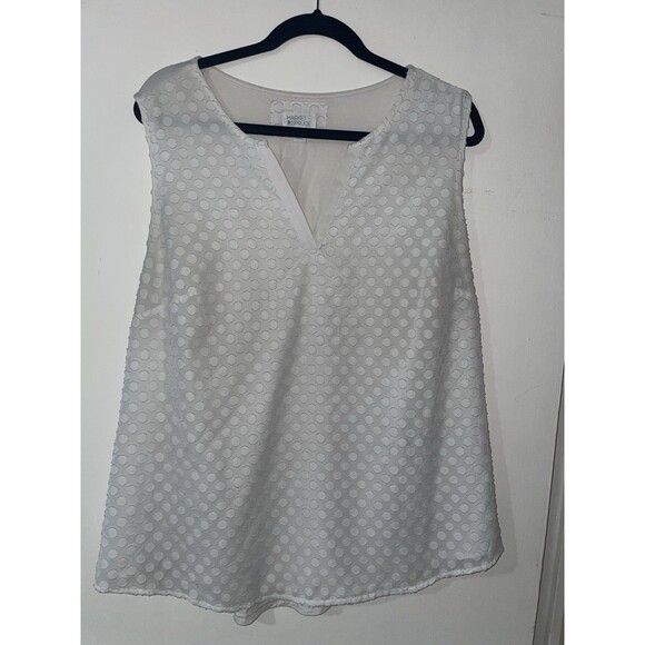 Market & Spruce Tank Top Sleeveless White Textured Casual Blouse - Picture 1 of 6